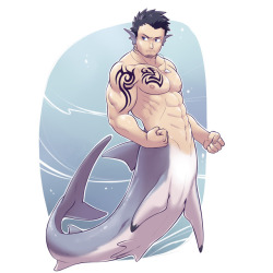 raymondoart: MerMay 12 - Tattooed Shark This was really really