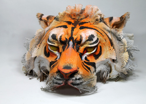 ex0skeletal-undead:Kheera, fabric and resin tiger mask by  Tomàs