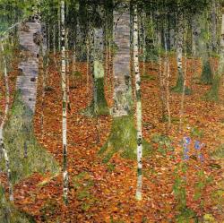 oilpaintinggallery:  Farmhouse with birch trees 1 by Klimt, Oil