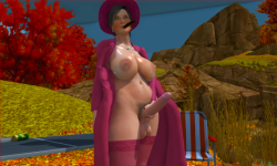 Granny Futa in her bath robes wide open showing her big boobs