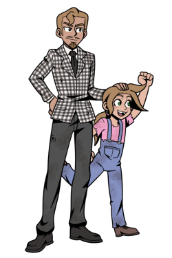 A heartwarming commission of their dad and daughter Fallout OCs