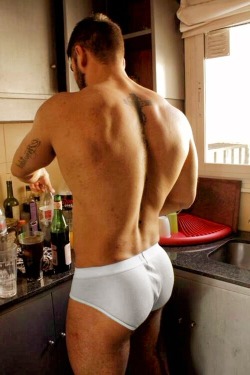 jacktwister:  HOT BEEFY ASS STRETCHING OUT HIS SEXY TIGHTY-WHITIES
