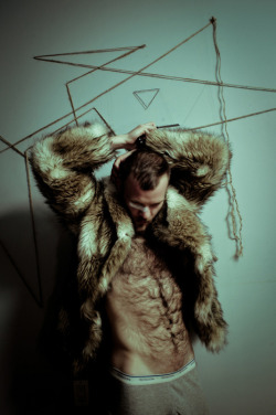hot4hairy:  Furry man in a fur coat….he should be laying on