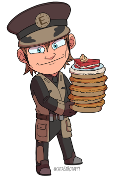 catastrotaffy:An uncharacteristically cute Sinclair and his pies.