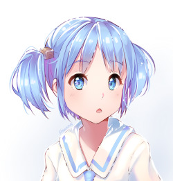 日常、長野原みお、グラデーション背景、シャツ、ネクタイ、グラデーション、ホワイトシャツ、ツーサイドアップ、hyanna-natsu、upper