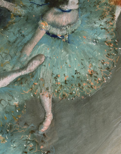 seeliequeene:  Dancer in Green (detail), Edgar Degas, 1877 