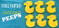 ladyofnarnia:  Chocobo Peeps! Marshmallow treats inspired by