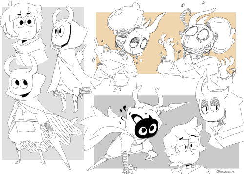 doodledrawsthings:  Hollow Knight gijinka warm up doodles