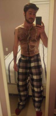 hairy-males:Why do these pj pants make my legs look ridiculously