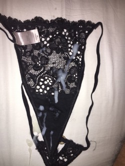 pantycummonster:  Black g string from the panty drawer.  Please