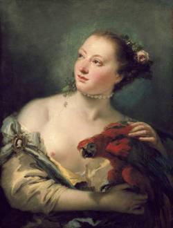 centuriespast:A young Woman with a MacawGiovanni Battista Tiepolo