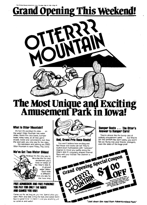 I FOUND OTTER MOUNTAIN! Okay, that’s not completely true; I found evidence that it existed. The very helpful people at the Altoona, Iowa Historical Society directed me to the archives of the Altoona Herald & Mitchellville Index newspapers,