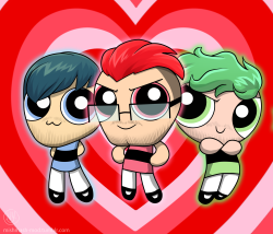 mishmash-mod:  And so once again the day is saved, thanks too….THE POWERPUFF(buff?) BROSPewdiepie , Markiplier, &amp; Jacksepticeye  dat chin doe