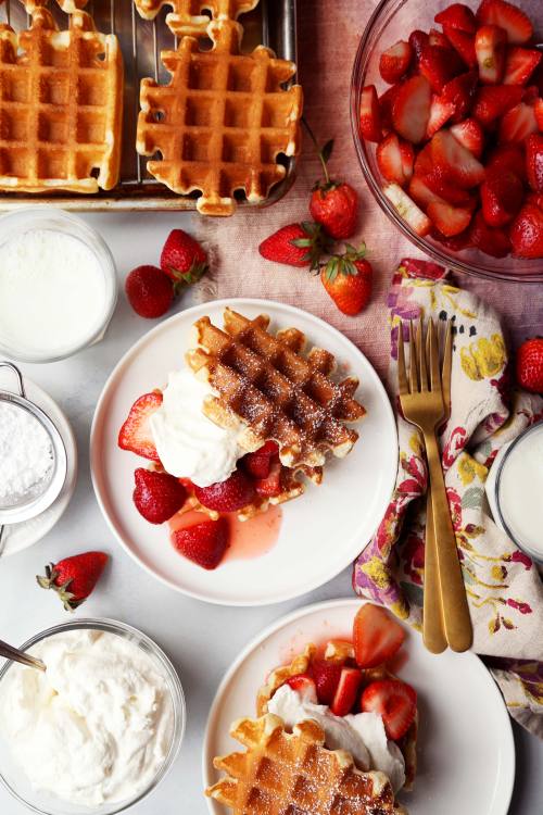 candid-appetite:  Belgian Waffle Strawberry Shortcakes are on