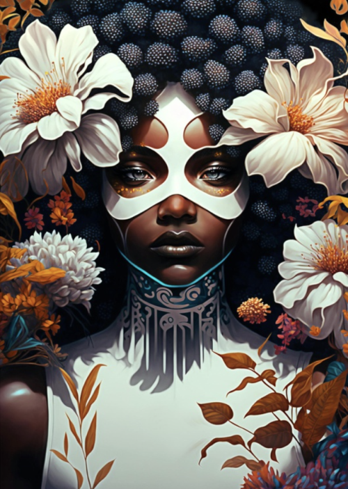 fyblackwomenart:  “Floral Beautiful Black Anime Girl With Afro
