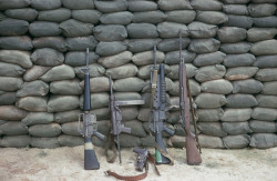 vietnamwarera:  Displayed weapons, from left to right, M16, M3
