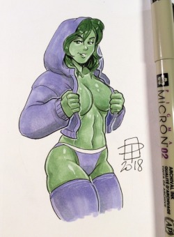 callmepo:  One more for tonight - She-Hulk shawtie in a hoodie. KO-FI