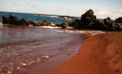 sixpenceee:  Red Sand Beach is a pocket beach on the island of