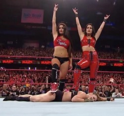 girlfight98: Bella twins victory pose over Ronda Rousey! 