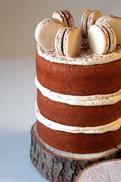 chocolateguru:  Espresso Cake with Espresso Macarons