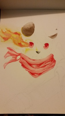 Watercolour WiP progress for friend 9x12 piece  Dark Souls based