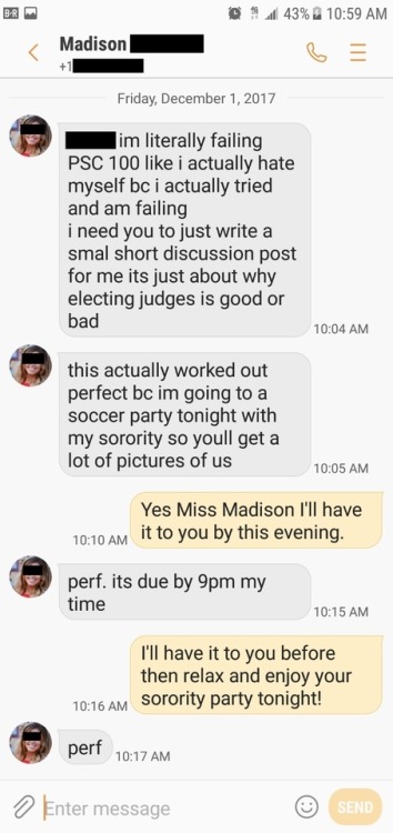 Looks like I’ll be spending my Friday night doing their homework while Miss Madison and Goddess Katerina are out partying.