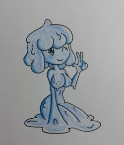 A coloured pencil sketch of Silia the Slime, the character from