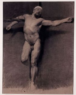 Mariano Fortuny - Naked Male. Study for a crucifixion, touches