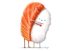 threadless:“Sushi Hug“ by andremuller and tihmoller