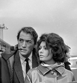 blueblackdream:  Gregory Peck and Sophia Loren, publicity photo