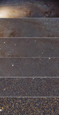 space-pics:  Zooming into Andromeda: The Andromeda galaxy contains