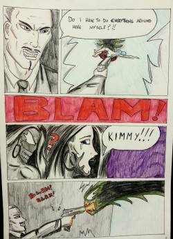 Kate Five vs Symbiote comic Page 104  Ohmega Man shooting at