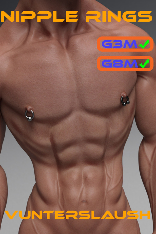 Vunter Slaush has some awesome new accessories for your Genesis 3 and Genesis 8 Males!  6 different left & right nipple rings for G3M & G8M. With 3 different shaders can apply on rings…Ready for Daz Studio 4.9 and up! Check that link for