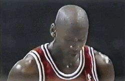  Michael Jordan with his famous eyes-closed free-throw 