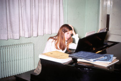 sorabji:  Woman at a piano. 1960s Kodachrome Slide. Somewhere