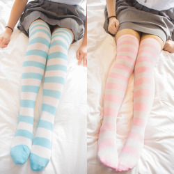 chi-senpai:  Striped Thigh High Socks ภ.70 (on sale) | Discount