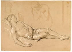 19thcenturyboyfriend:  A Nude Woman Kneeling at the side of a