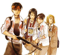 pax-etlux:  thinking about doing a whole au of the snk cast in