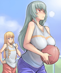 Gelbooru- Image View - 2girls basketball blonde hair blush breasts