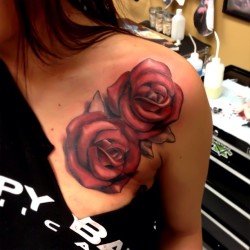 tattoopony:  #rose #tattoo worked on tonight.. Gotta fill in