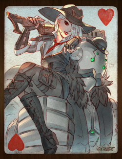 nakanoart: So the new Overwatch hero is Ashe, and she looks totally