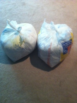 Couple hundred plastic bags to be RECYCLED fit in these 2 tiny