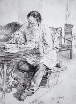 Ilya Yefimovich Repin - Lev Nikolayevich Tolstoy working