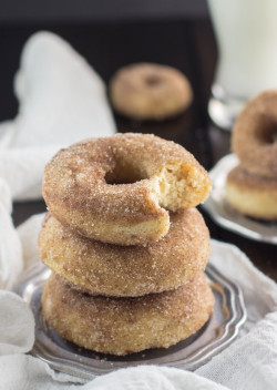 damn-good-food:Baked Snickerdoodle Donuts