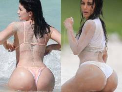 starprivate:  Kylie Jenner & Kim Kardashian are bending asses