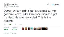 Darren wilson didn’t just avoid justice. He got paid leave,