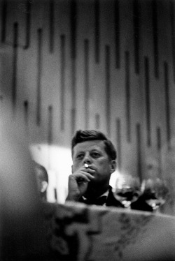 Senator John F. Kennedy smoking a the Democratic Convention. 