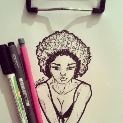 fyblackwomenart:  Curly Hair don’t care by Kawai-P : : submission :