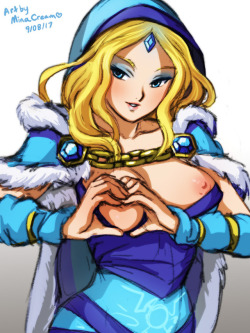 Crystal Maiden doing the heart-shaped boob pose~<3  Commission