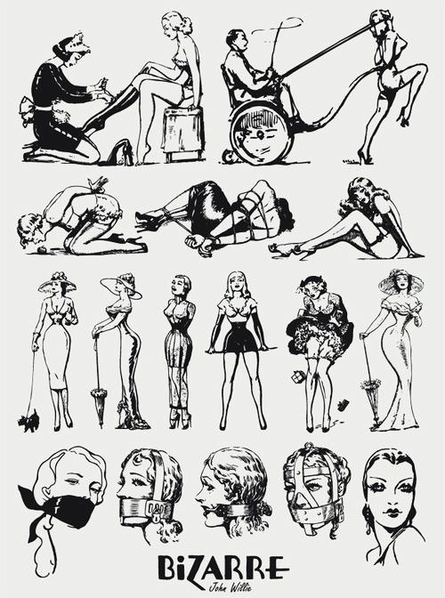 vintagegal: Illustrations by John Willie for his Bizarre Magazine c. 1940s- 1950s Tumblr Porn